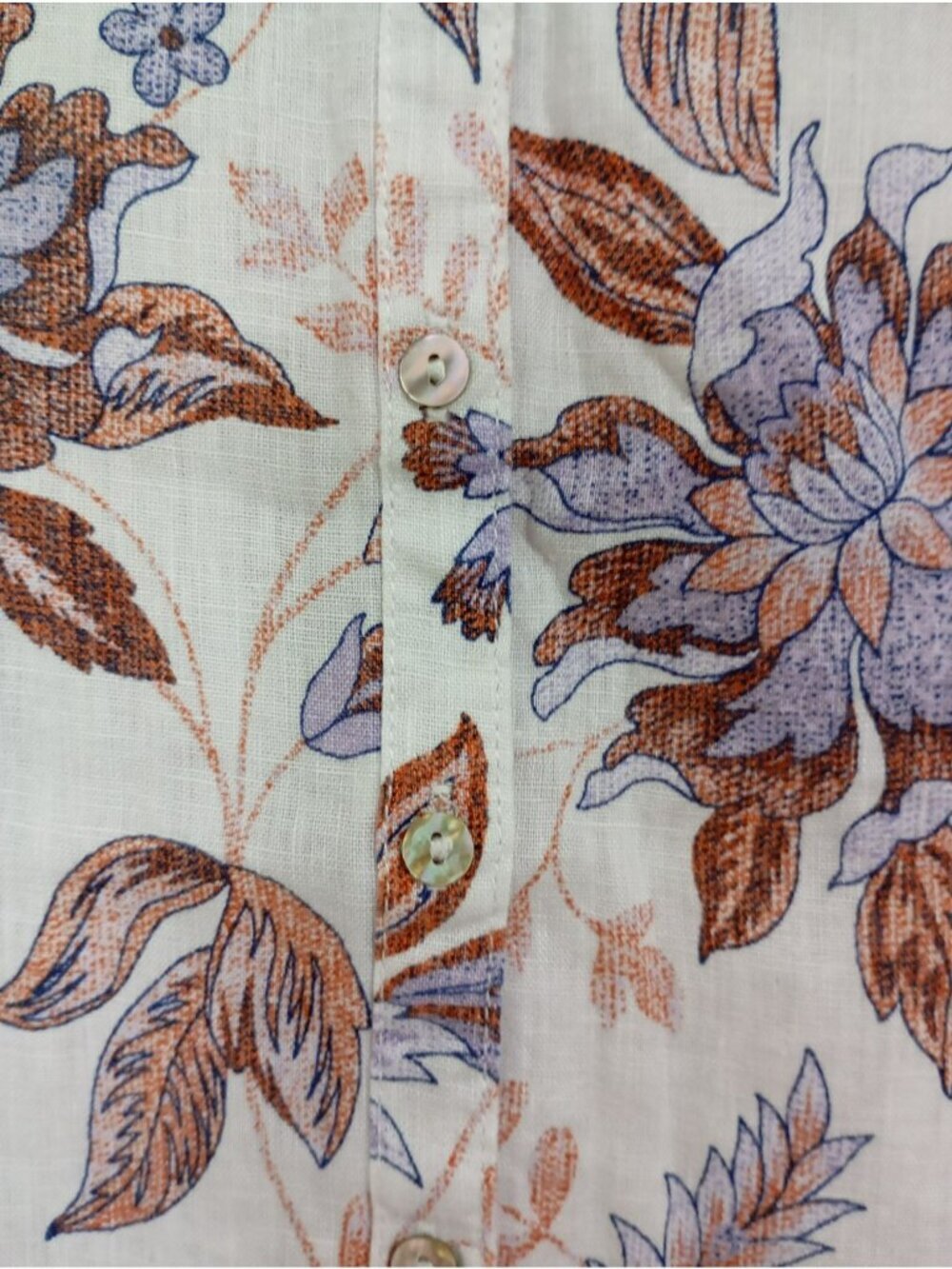 Rachel Zoe Womens 100% Linen Floral Button-Up Shirt Size M - Picture 4 of 13